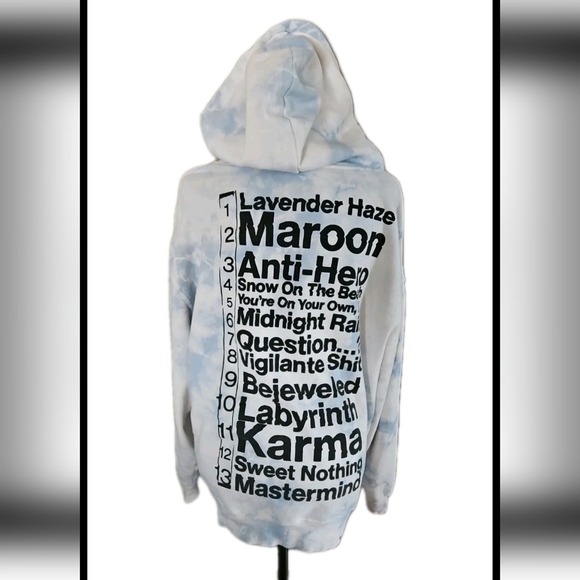 Taylor Swift Womens Taylor Swift Midnights Concert Cozy Blue Tie Dye Hoodie L - Picture 5 of 16